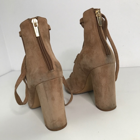 Vince Camuto Brown Suede Lace up Ankle Tie Heels Womens 8 - Picture 3 of 9